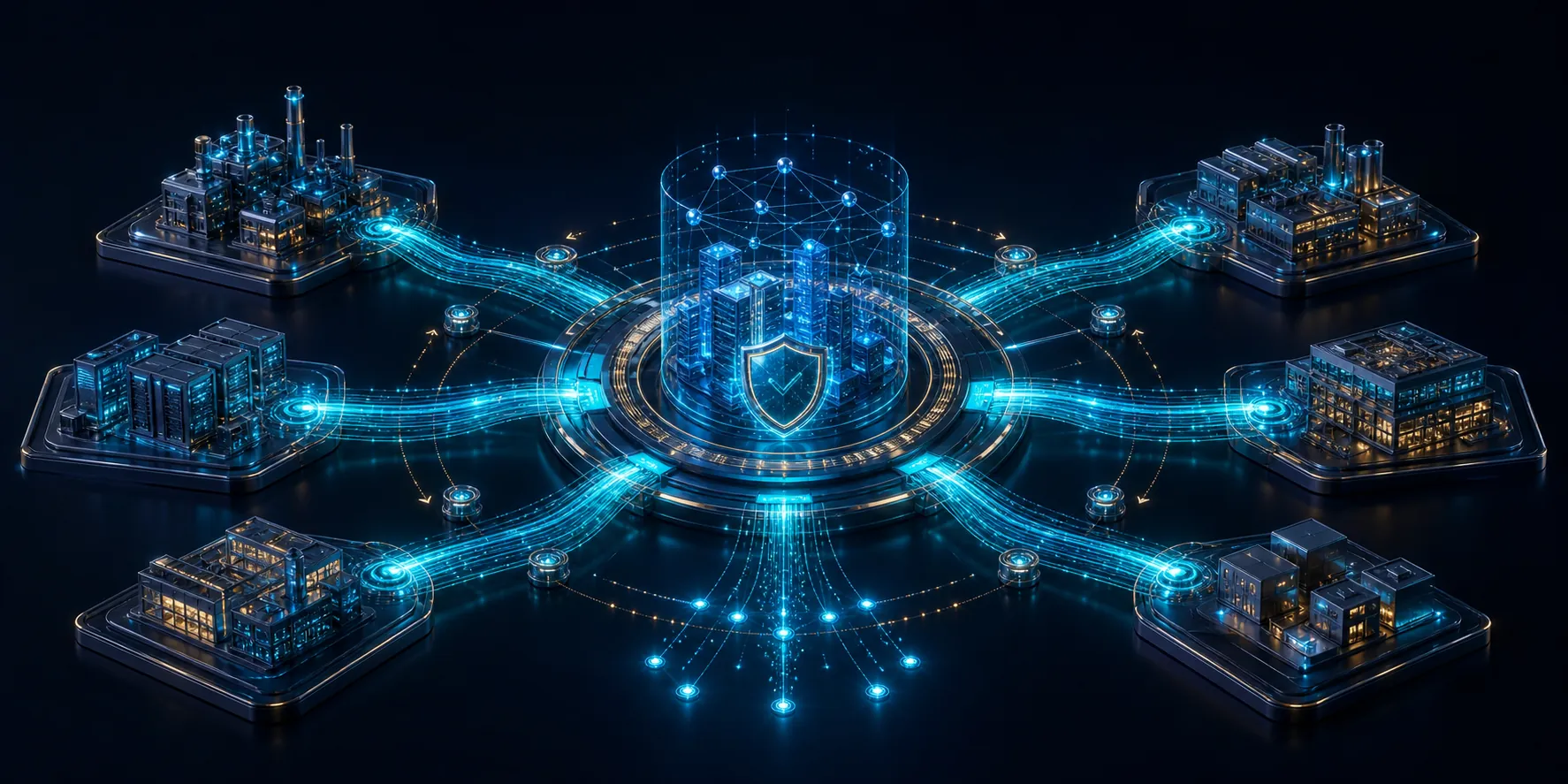 Established business systems connected through a governed operational network